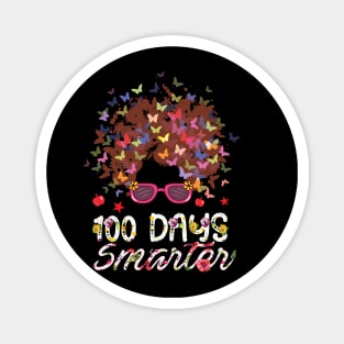 100 Days Smarter 100th Day Of School Girls Messy Bun Hair Magnet